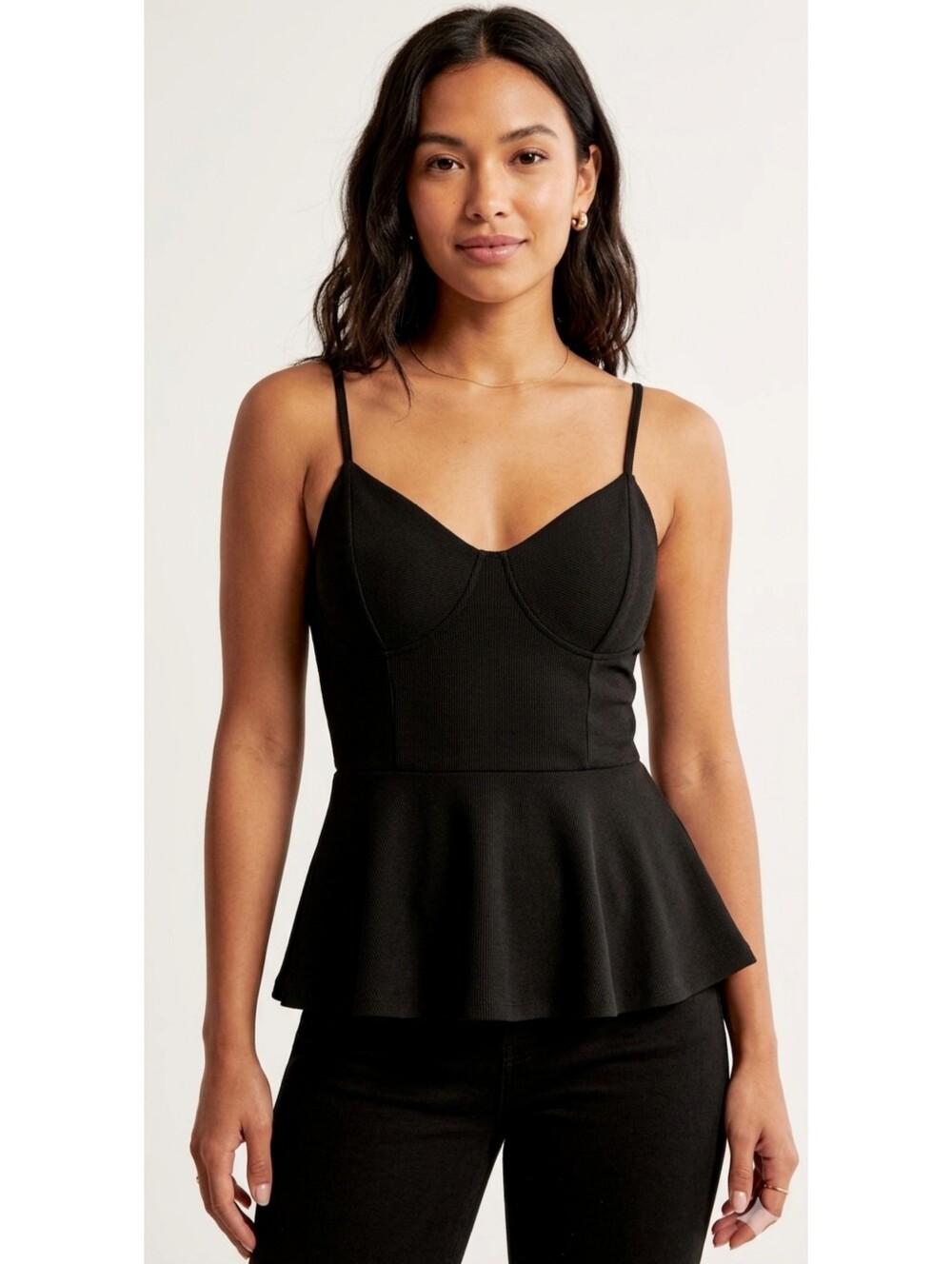 Express Black Peplum Adjustable Spaghetti StrapS Cami